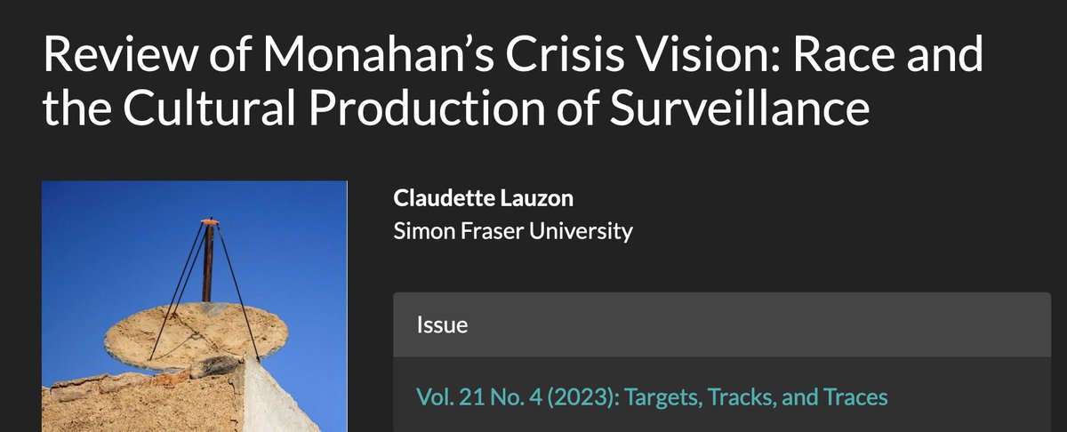 What a lovely, engaged review of #CrisisVision appearing in @SurvSoc_Journal. The review is #openacess and provides a really sharp overview of the book, including an entirely fair critique. @DukePress Check it out: ojs.library.queensu.ca/index.php/surv…