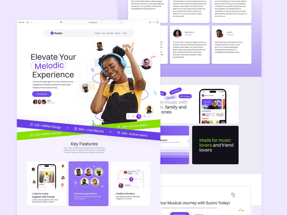 thedennisobaro1's tweet photo. Throwback to this landing page I designed for Suono, an app that lets you stream music with friends. https://t.co/KpYxFmNJdh
