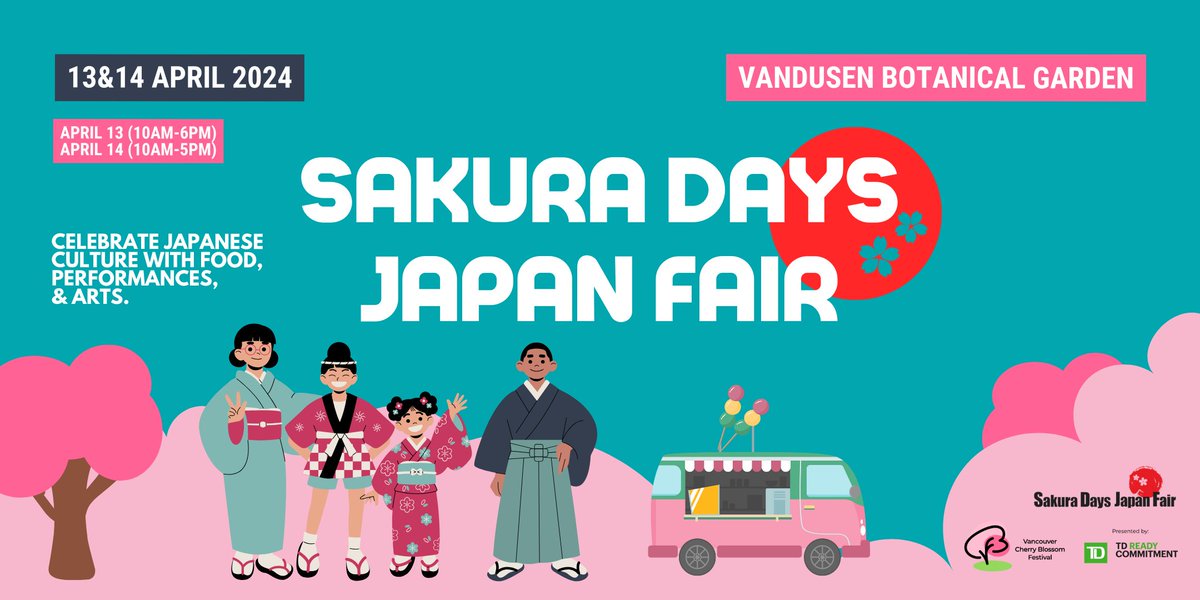 🌸 Tickets for the 2024 @JapanFair are out now! Experience Japan in #Vancouver with delicious cuisine, premium sake, traditional tea ceremonies, captivating performances, and more! 🗓 April 13 (10AM-6PM) | April 14 (10AM-5PM) 📍 @VanDusenGdn Learn more: vcbf.ca/event/sakura-d…