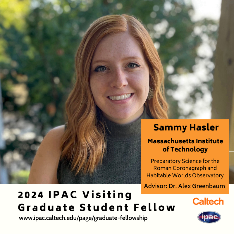We're excited to host @MIT's @SamanthaHasler_ as a #VGSF for six months! Sammy is working with IPAC's Dr. Alex Greenbaum doing preparatory science for the @NASARoman and @HabitableWorlds (#HWO) observatories.