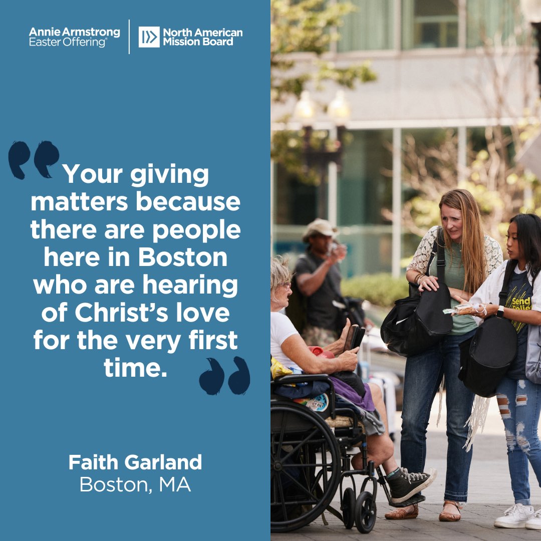 Today, pray for Faith Garland, one of the missionaries we support through the #AnnieArmstrong Easter Offering, as she and her team share the love of Christ with human trafficking and abuse survivors in Boston, Massachusetts.