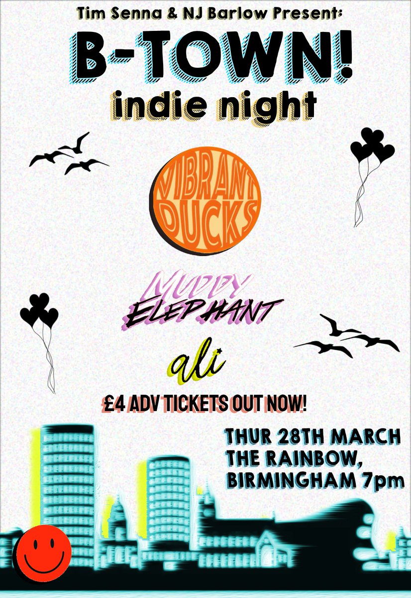 I am SO Excited to announce my indie gig night B-Town is BACK at <a href="/therainbowpub/">The Rainbow Pub</a> on 28th March 🌸🎸

We'll be bringing our unique brand of wholesome indie chaos back to Digbeth with an amazing lineup-

£4 advance tickets out now 🎟
seetickets.com/event/b-town-i…