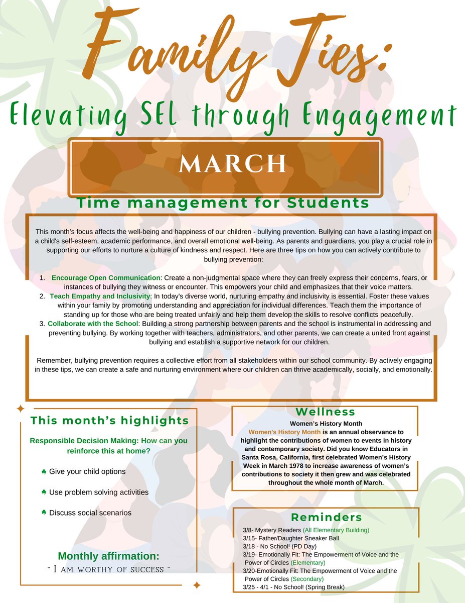 The SEL/Wellness Newsletter for March is available now!