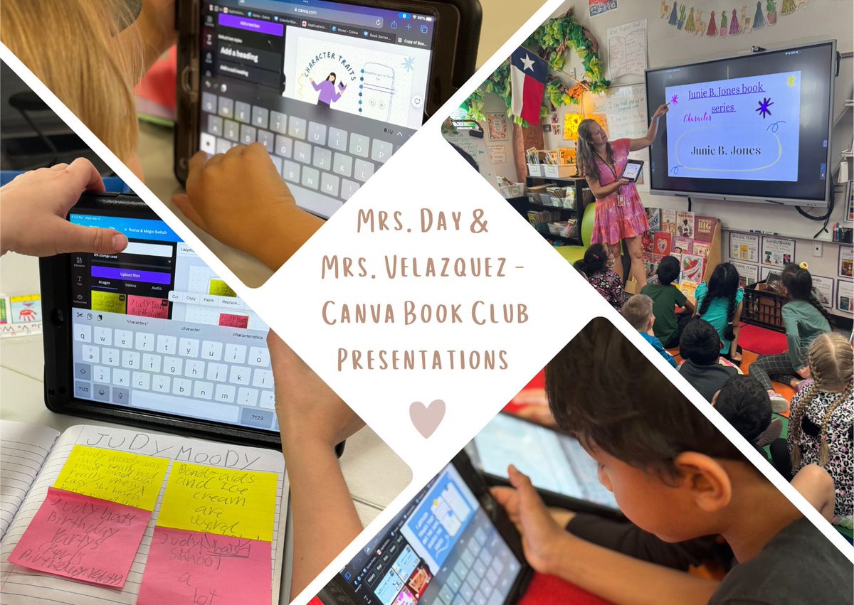 Shout out to <a href="/MrsDayDCE/">Lamar Day</a> and <a href="/Velazquez2nd/">Yolanda Velazquez Ma</a> for trying out <a href="/canva/">Canva</a> for the first time in their classrooms this week! Learners created book club presentations to showcase at Open House! @DCEtrailblazers