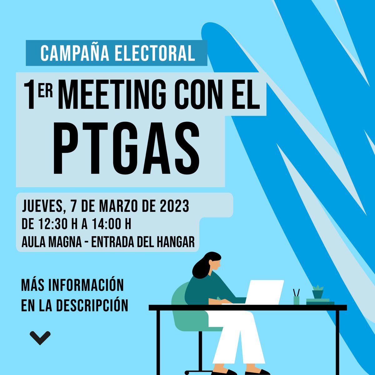 ➡️ 1er Meeting con el PTGAS.
🗓️ Jueves 7 de Marzo de 12:30 a 14:00
📍Aula Magna - Hangar (Edificio C)

El siguiente acto programado es con el PTGAS. Colectivo imprescindible para el funcionamiento de la Escuela. ¡¡Os espero!!

#JuntosCreamosEscuela #ETSIAE
<a href="/aeroespacialUPM/">ETSIAE - UPM</a>