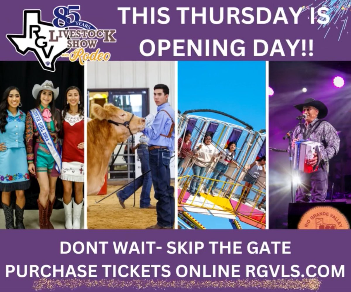 ARE YOU READY RGV??!! TOMORROW is OPENING DAY! IT'S RODEO TIME! Doors open at 4pm!!!
#RIOGRANDEVALLEYLIVESTOCKSHOW #rgvls #RGV #rodeotime #RIOGRANDEVALLEY