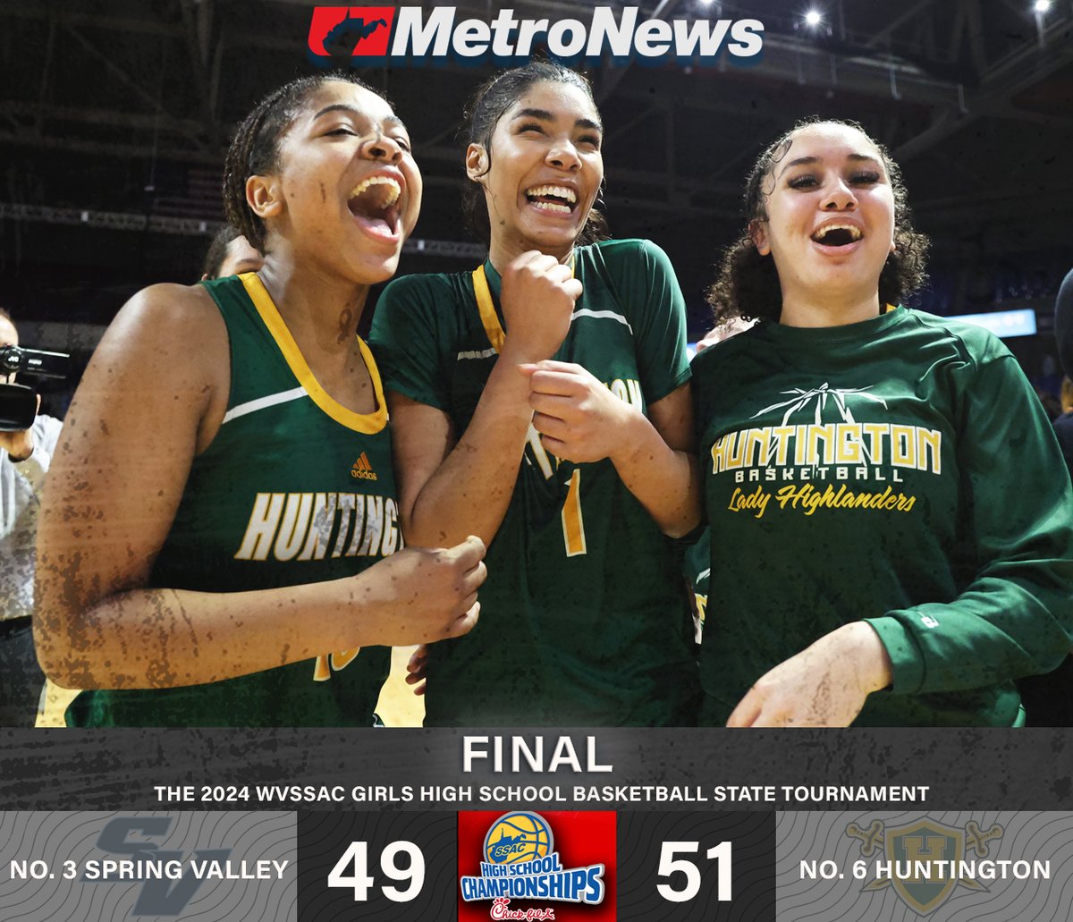 FINAL:
No. 6 Huntington 51, No. 3 Spring Valley 49. #wvgirlsbb
