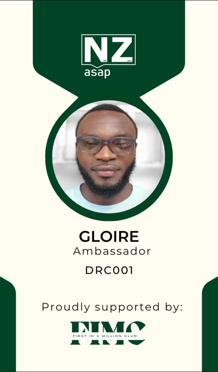GloMasikini's tweet photo. I am now the ambassador of Nzasap in DR Congo.
I'm proud to represent Nzasap in DR Congo https://t.co/CJvpSriIzL