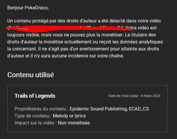 Et bha la vidéo d'aujourd'hui ne sortira pas.. parce que j'me suis fait copyright.. pour quelque chose.. dont.. J'ai les DROOOOIIITS !!!!