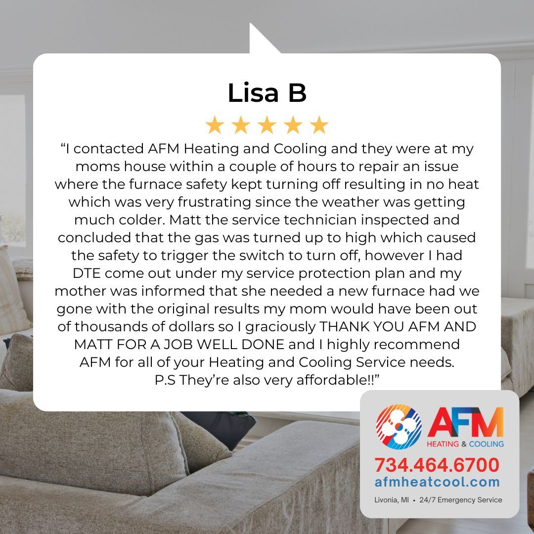 afmheatcool's tweet photo. We are very grateful for your review. Thank you very much, Lisa!
🔗https://t.co/wyxWDccyTi
.
.
.
.
#heatingandcoolinglivonia #heatingandcoolingcanton #hvaclivonia #hvaccanton #livonia #canton #furnacelivonia #furnacecanton #aclivonia #accanton #airconditioninglivonia https://t.co/Cmqw06JT50