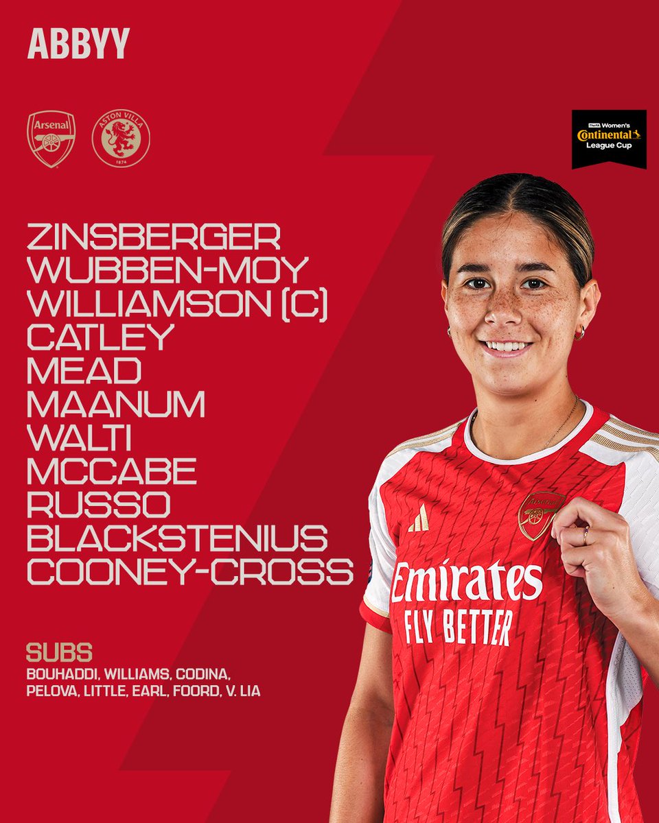 ArsenalWFC's tweet photo. 🔴 𝗧𝗘𝗔𝗠𝙉𝙀𝙒𝙎 ⚪️

©️ @leahcwilliamson captains the side
🇨🇭 @liawaelti makes her 150th appearance
💪 @SBlackstenius leads the line https://t.co/nJVUoxaNu0