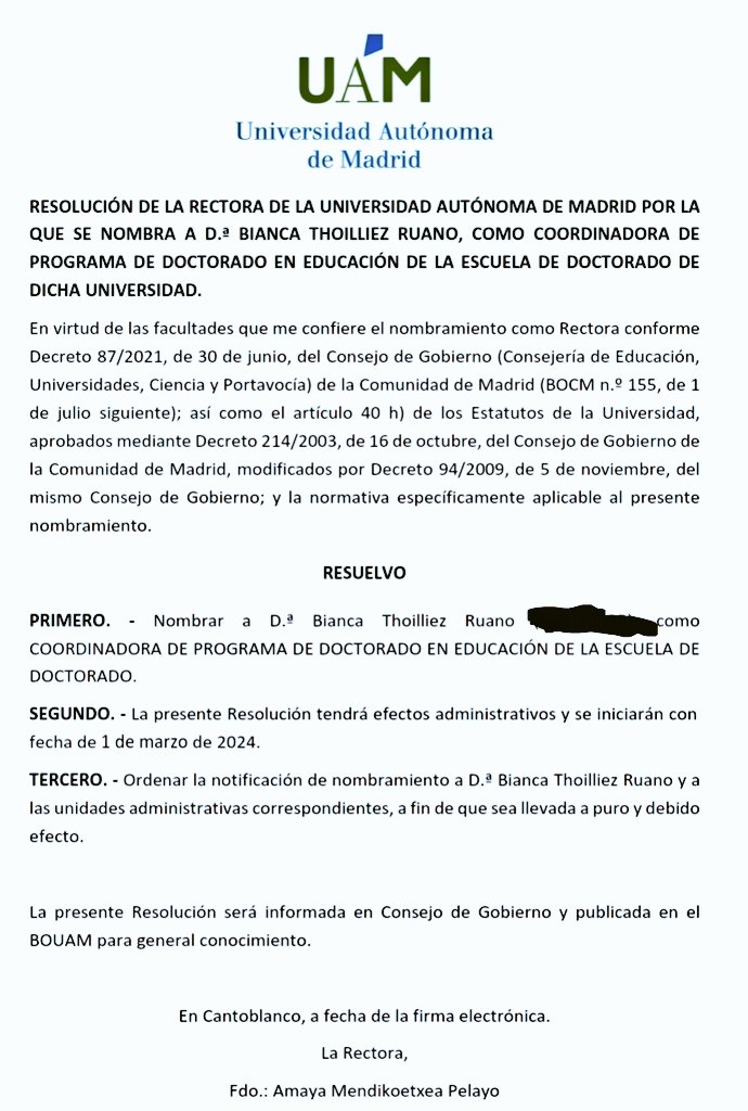 Bueno, ¡¡pues ya es oficial!!
Gracias @EDoctorado_UAM @UAM_Madrid @_amayamendiko 
#MiguelRemacha y compañeros @FaculEDUAM de la Comisión Académica