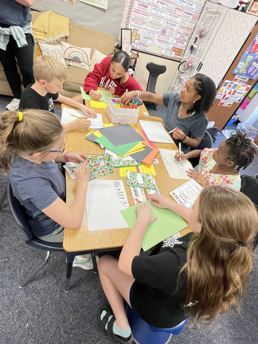 This is the BEST thing I’ve seen today. 8th grade Impact Ss  working on a service learning project with 3rd grade Ss. Just look at the joy on their faces. <a href="/ADdolphins/">Alexander Doniphan</a> <a href="/SVMSEagles/">SVMS Eagles</a> #sharethegoodlps