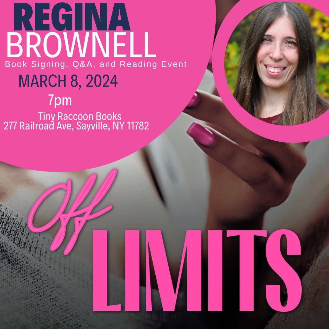 Friday night at our store, welcome romance author Regina Brownell read from her book 'Off Limits'. She will read excerpts of the book, take questions & sign books. The event is free! March 8th at 7pm. 277 Railroad Avenue, Sayville, NY 11782 facebook.com/events/7011886…