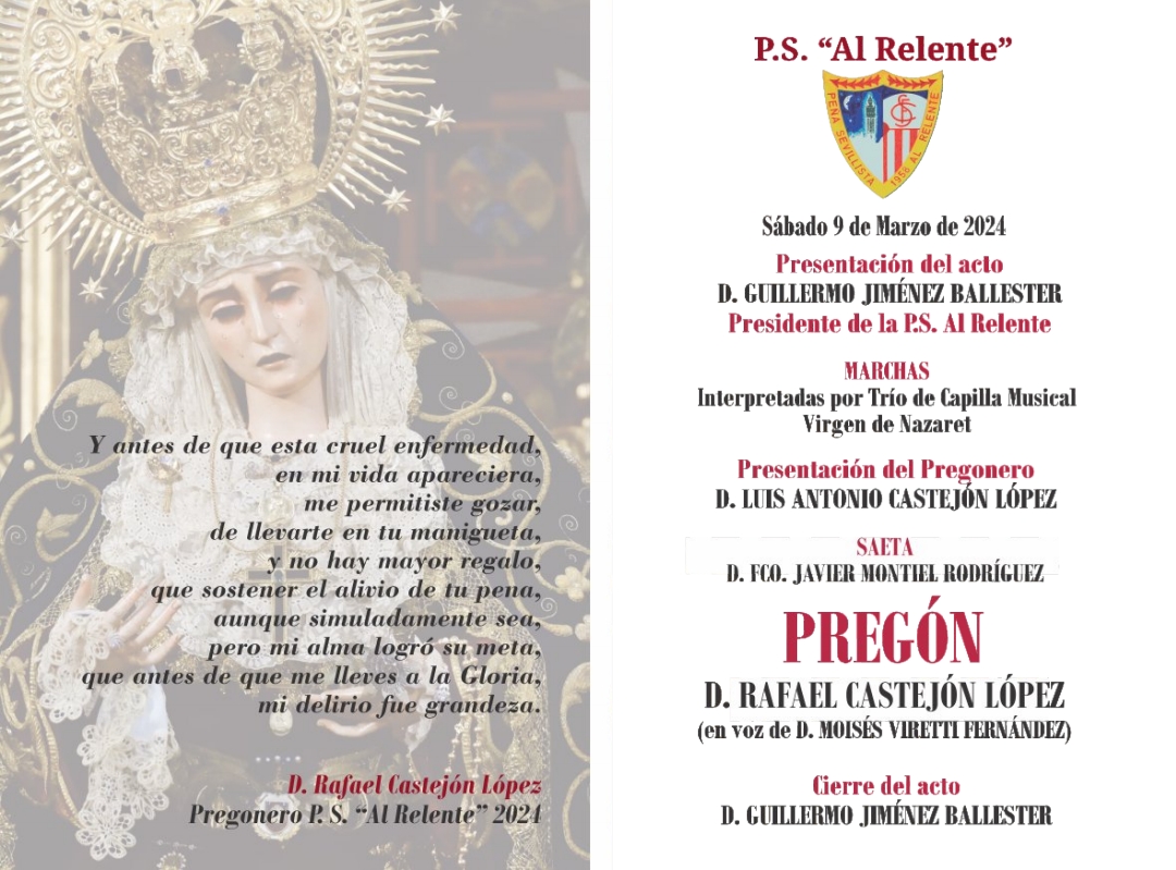 GRayoVictor's tweet photo. Esta noticia me parece importante.
La cita es este sábado en la @PSAlrelente 
Un paciente de ELA ofrecerá el pregón de Semana Santa. El pregonero es @RafaCastejn1  Lo ha escrito con los ojos y su voz será la de Moisés Viretti.

¡Hagamos visible la ELA! https://t.co/EBKOBDlZu5