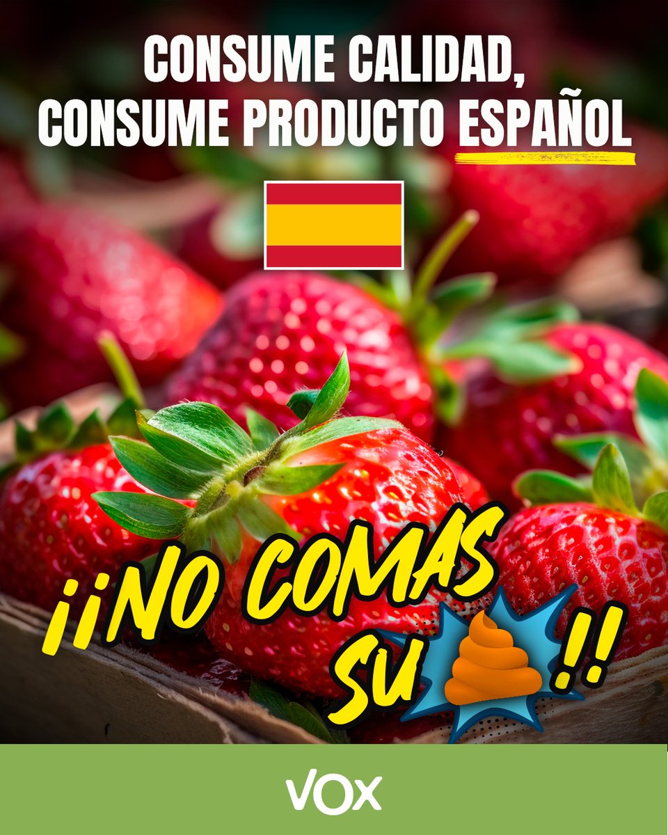 vox_es's tweet photo. Consume calidad, consume producto español.

🍓🇪🇸 https://t.co/fiwDOlKfh6
