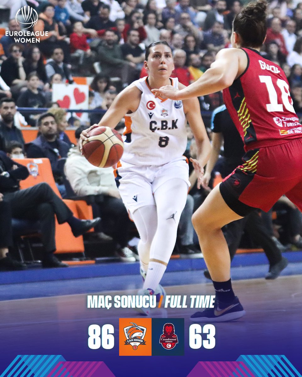 🔥FINAL FOUR'dayız! EuroLeague Women Çeyrek Final son maçında Casademont Zaragoza'yı taraftarımızın muhteşem desteğiyle 86-63 skorla mağlup ederek FINAL FOUR biletimizi alıyoruz