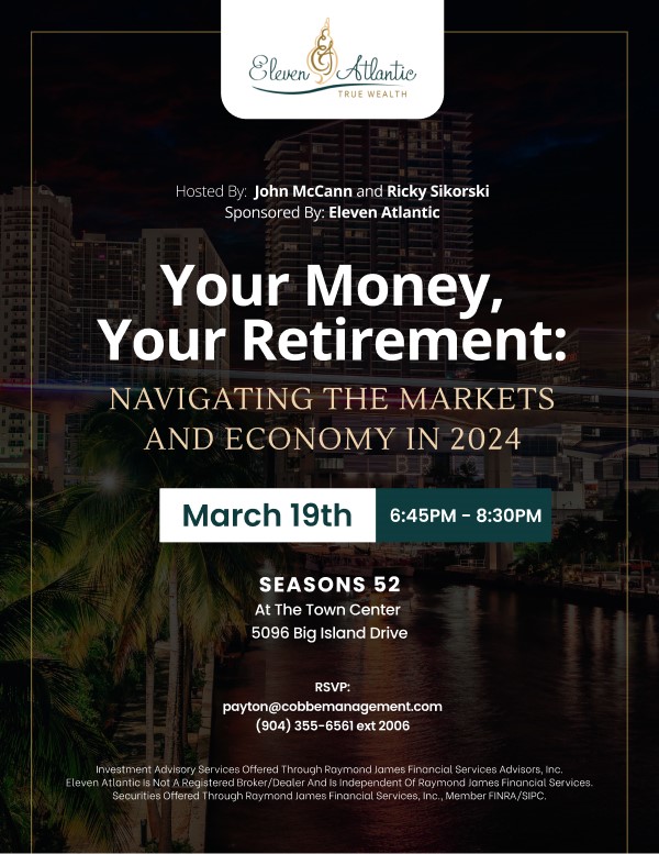 DCMS members: join us 3/19 for dinner, a membership meeting, and a talk from John McCann & Richard Sikorski of Eleven Atlantic of Raymond James. 'Your Money, Your Retirement' will help you navigate the 2024 markets and economy. Learn more & register: dcmsonline.org/events/EventDe…