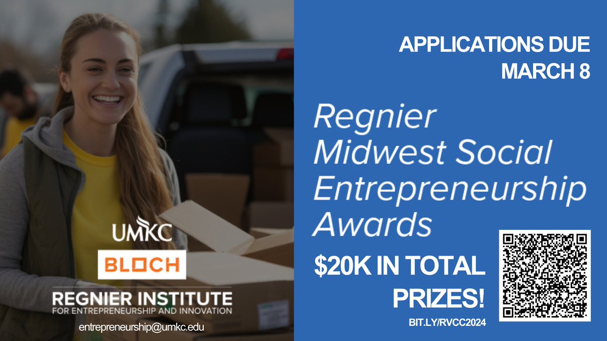 💡Apply today for the Midwest Social Entrepreneurship Awards💡

Submit your pitch deck and pitch video before March 10th (2 day extension!)

➡Link to register: umkc.startuptree.co

<a href="/UMKCBloch/">UMKC Bloch School</a>