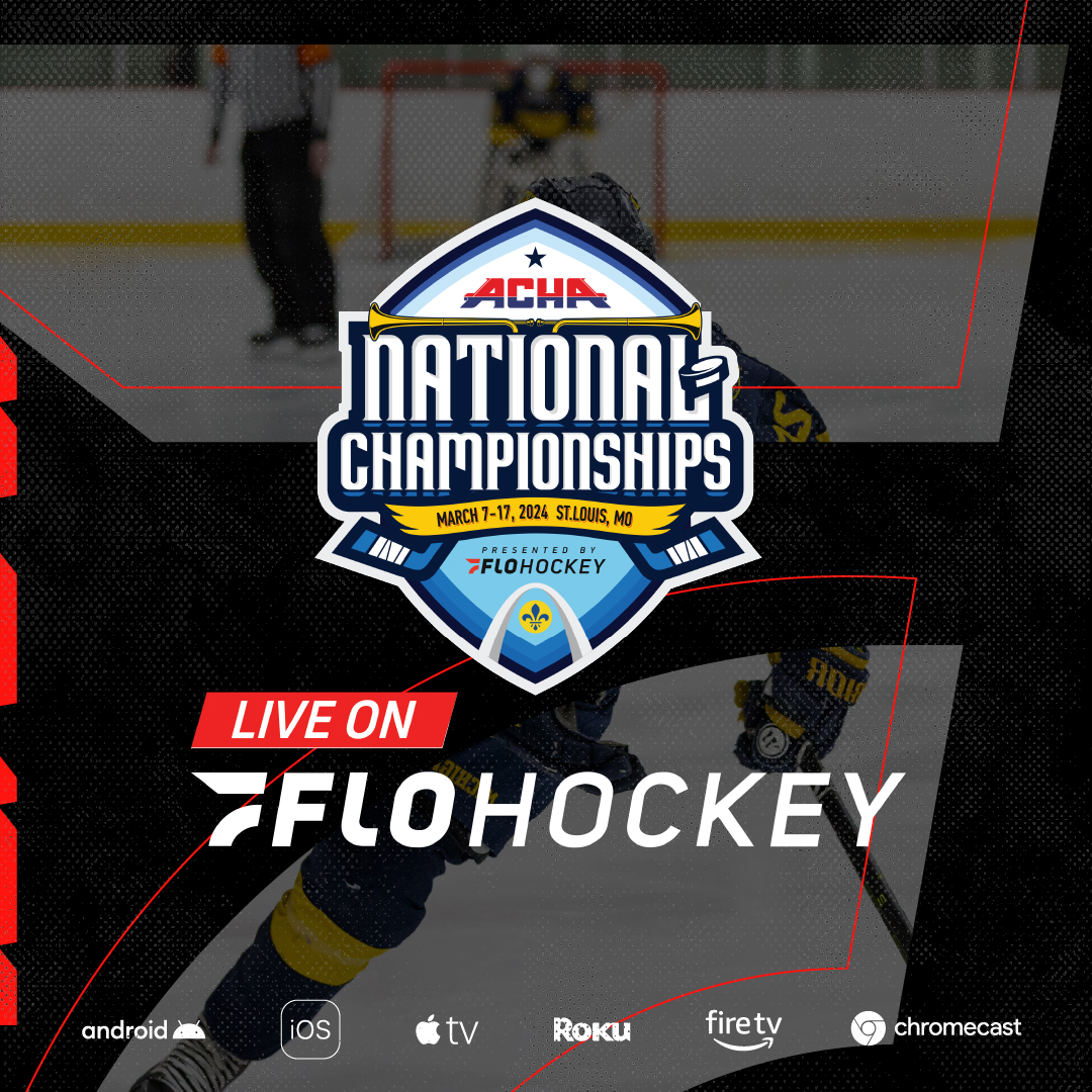 ACHA National Championships start TOMORROW!

Live from St. Louis, you can catch every @achamensd1, <a href="/achawomensd1/">ACHA Women's D1</a>, @achamensd2, @achawomensd2 AND @achamensd3 game on FloHockey!

Find all the information you need right here ⬇️
flosports.link/4c12x6n

#ACHA #CollegeHockey