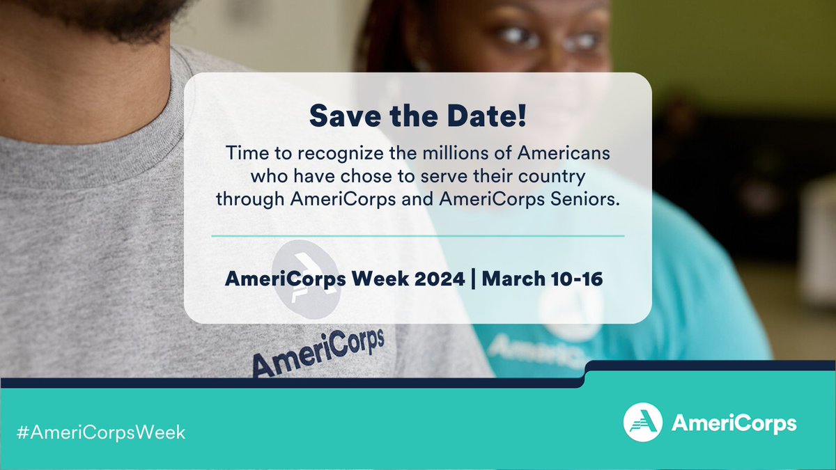 WAFCC (@wafcclinics) on Twitter photo 📅Save the Date📅#AmeriCorpsWeek l March 10-16
Join us to recognize and thank the <a href="/AmeriCorps/">AmeriCorps</a> members and <a href="/AmeriCorpsSr/">AmeriCorps Seniors</a> volunteers who have continued to make a difference in our communities for the past 30 years! AmeriCorps.gov/AmeriCorpsWeek #AmeriCorps30 📅Save the Date📅#AmeriCorpsWeek l March 10-16
Join us to recognize and thank the <a href="/AmeriCorps/">AmeriCorps</a> members and <a href="/AmeriCorpsSr/">AmeriCorps Seniors</a> volunteers who have continued to make a difference in our communities for the past 30 years! AmeriCorps.gov/AmeriCorpsWeek #AmeriCorps30