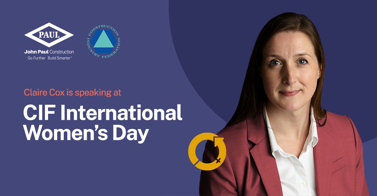 We are delighted to be attending the @CIF_Ireland International Women’s Day event tomorrow. Our own Claire Cox is speaking on a panel that will focus on ‘Inspiring Innovation’. #JohnPaulConstruction #GoFurtherBuildSmarter #IWD2024 #InspiringInnovation #WomeninConstruction