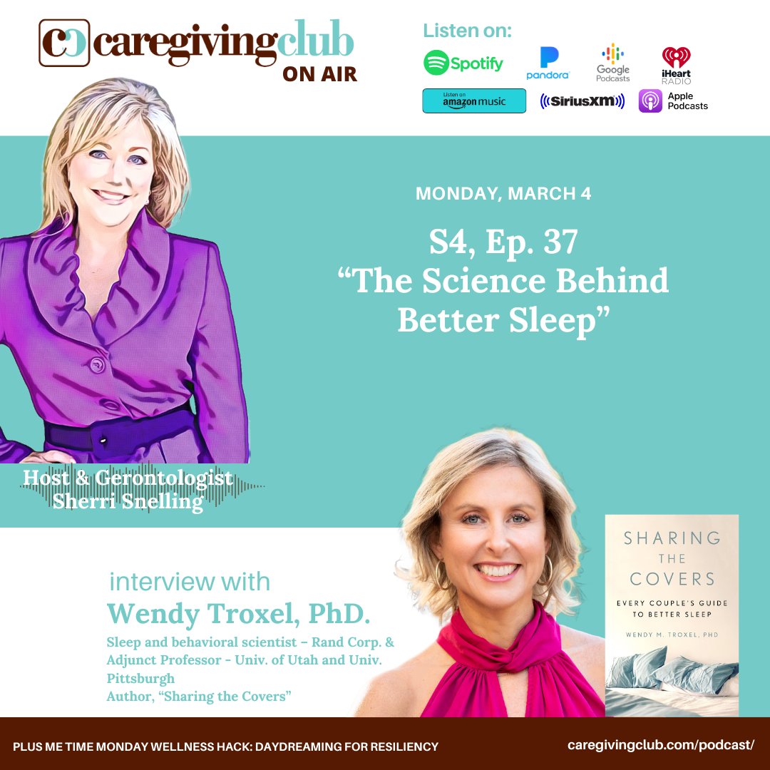 Caregiving Club (@caregivingclub) on Twitter photo Learn about sleep science from the expert as <a href="/sherrisnelling/">Sherri Snelling</a> interviews <a href="/wendytroxel/">Dr. Wendy Troxel</a> S4, Ep 37 podcast: Get good sleep for better physical & emotional wellness! : caregivingclub.com/podcast/ Learn about sleep science from the expert as <a href="/sherrisnelling/">Sherri Snelling</a> interviews <a href="/wendytroxel/">Dr. Wendy Troxel</a> S4, Ep 37 podcast: Get good sleep for better physical & emotional wellness! : caregivingclub.com/podcast/