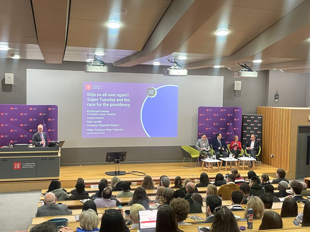 Déja vu all over again? Super Tuesday and the race for the presidency
 
Our expert panel @jpcasellas, @UrsulaBHackett, @MarkLandler & @SJRickard discuss with @ptrubowitz the #US primaries and the 2024 presidential election. #LSESuperTuesday
 
Watch live: youtube.com/watch?v=6XtA_A…