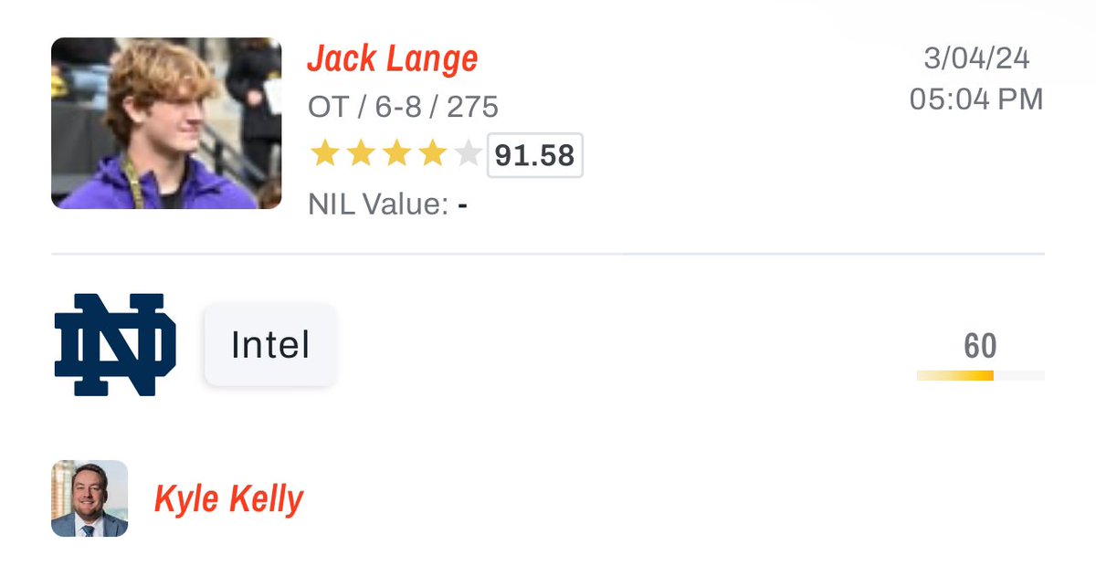 𝗡𝗘𝗪 𝗣𝗥𝗘𝗗𝗜𝗖𝗧𝗜𝗢𝗡: 4🌟 (176 NATL.) OT Jack Lange has been predicted to #NotreDame by On3’s Kyle Kelly. Lange holds offers from other schools like Georgia, Alabama, Michigan, and more.