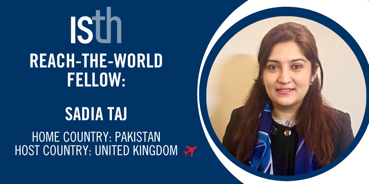 Congratulations to Sadia Taj for receiving a Reach-the-World Fellowship! “I am keen to gain a practical insight into the use of novel anticoagulation drugs, VTE prophylaxis and management of thrombotic microangiopathic hemolytic anemias' Read more: isth.org/news/666765/Me…