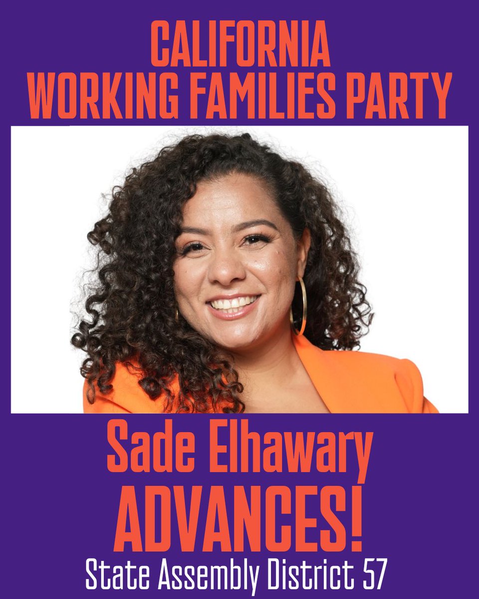 Congratulations to #WorkingFamilies endorsed champion @SadeElhawary for advancing to the run-off!