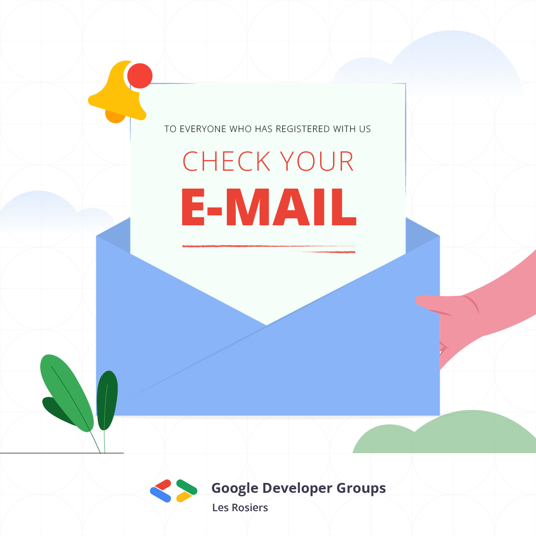 GDGLes_Rosiers's tweet photo. Exciting news awaits in your inbox! 📷 Registered with us? It's time to check your email and discover if you've been accepted. Fingers crossed! 📷 #EmailCheck #AcceptanceAwaiting https://t.co/7KqY2NelfE