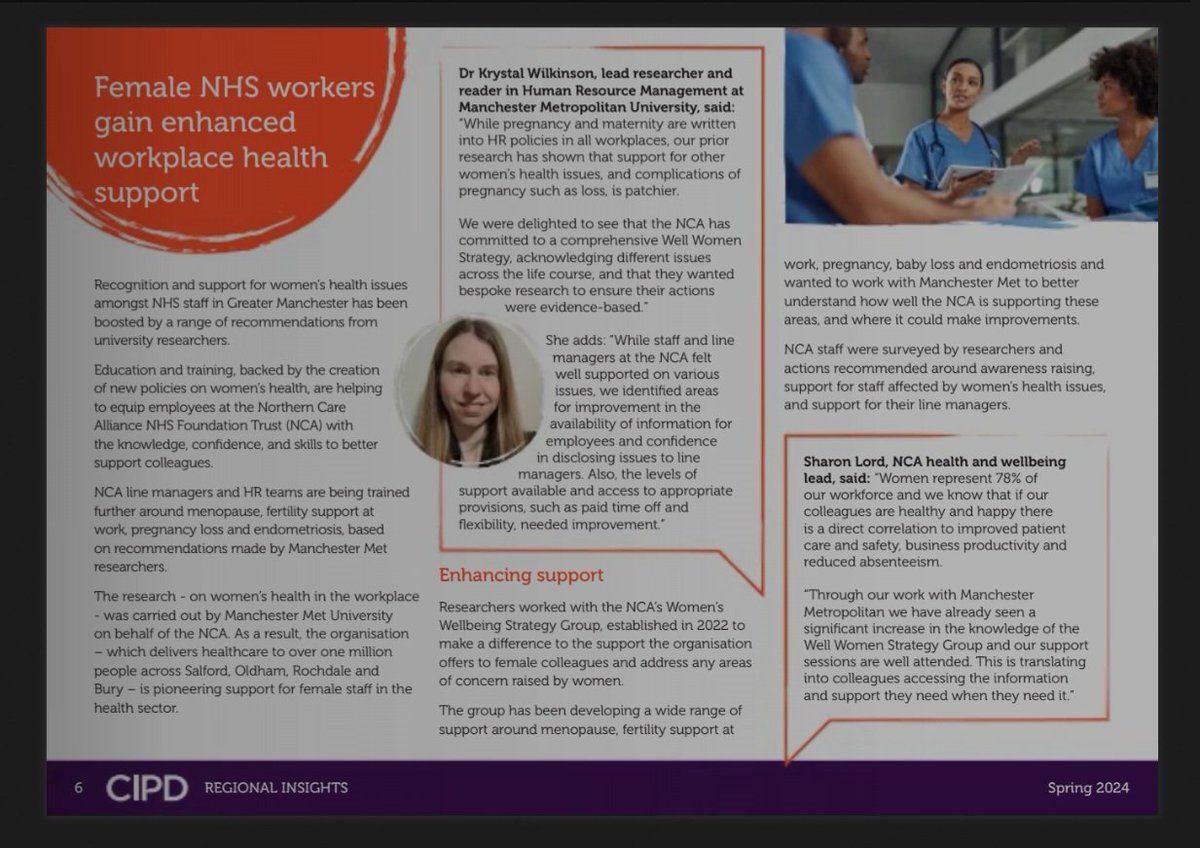 Hugely grateful to @CIPD_North for featuring our work with @NCAlliance_NHS Well Women Stategy in the latest Regional Insights ❤️ ow.ly/1uBz50QKI91 @mmu_decentwork @mcrmetribl @ProfCarolA @Katyschnitzler @DrSarahCrozier
