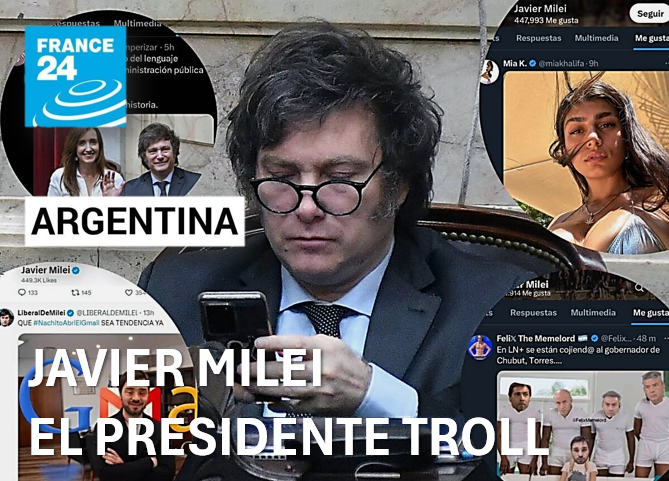 Antonio27591643's tweet photo. 🇫🇷En Francia llaman a Javier Milei el "presidente troll" por el excesivo uso de las redes sociales,
La agencia de noticias FRANCE24 se pregunta, en que momento gobierna si pasa hasta ocho horas en la plataforma X?
#MileiVerguenzaMundial https://t.co/bgZSdvzFCf