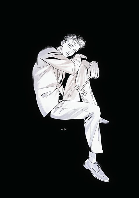 「full body monochrome」 illustration images(Latest)｜21pages