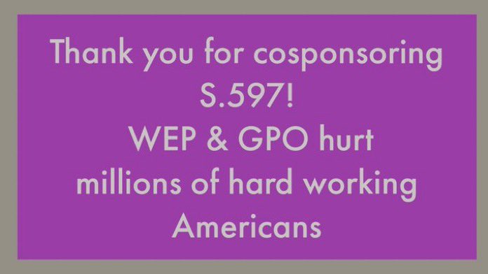 @SenSchumer Thank you for cosponsoring #S597 to #EliminateWEPGPO! Public servants who R affected R gratefully appreciative of your support! Once repealed many will be saved from living in poverty by receiving truthfully earned SS taken by our govt! Time to Make a wrong RIGHT!