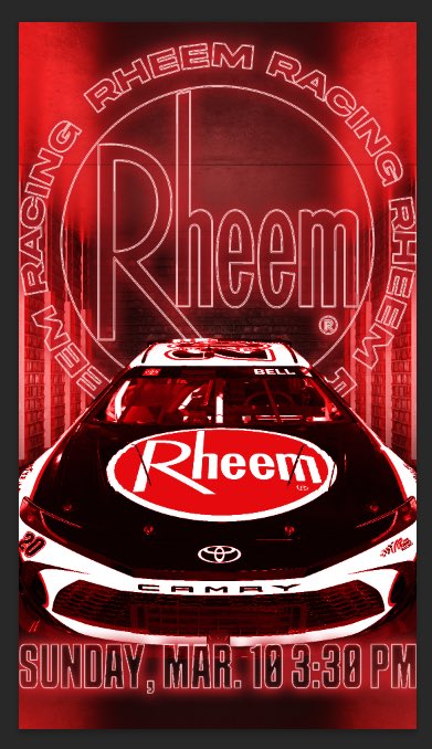 It’s time for the #RheemMachine 

Ready for @phoenixraceway #ShrinersChildrens500

@CBellRacing | @JoeGibbsRacing | @rheem | @ToyotaRacing | @NASCAR | #TeamToyota | #RheemRacing