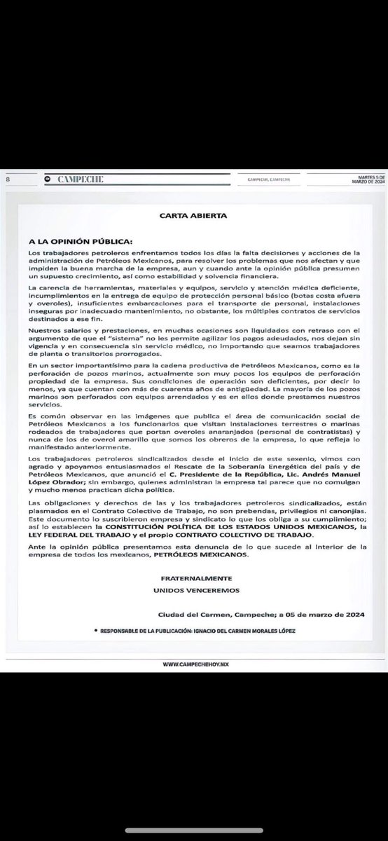 Por el respeto a nuestros derechos como trabajadores, Sindicato y nuestro Contrato Colectivo de trabajo. Ni un paso atrás. 
#MásUnidosqueNunca
<a href="/lgps03101/">@lgps0310</a>, <a href="/MarcoAzuara1/">Marco Azuara</a>, <a href="/Seccion42_STPRM/">Seccion 42 STPRM Oficial</a>, <a href="/grupo_42/">Grupo Puebla Sección 42</a>