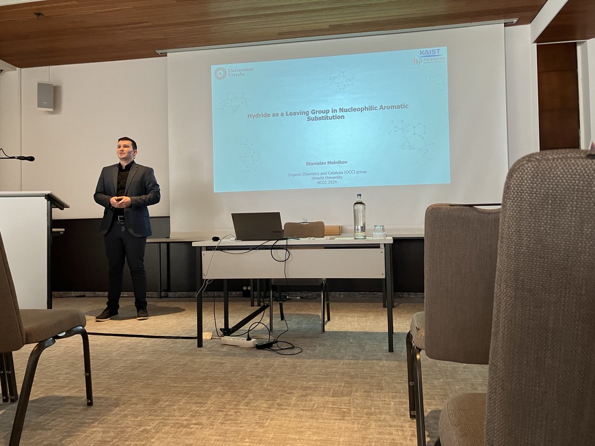 ⁦<a href="/StasChem/">Stanislav Melnikov</a>⁩ gave an excellent presentation at the NCCC on his amazing discoveries involving Hydride as a leaving group in SNAr. #proudsupervisor

 This fantastic work is expected to hit ⁦<a href="/ChemRxiv/">ChemRxiv</a>⁩ in the near future 😬