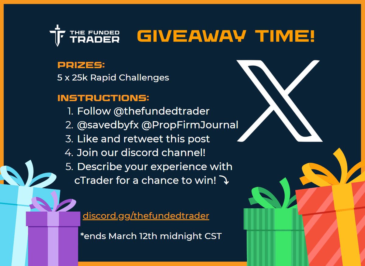 thefundedtrader's tweet photo. Time for an X-Clusive Giveaway!

Please follow the directions below!

https://t.co/vhmdnhGSqY https://t.co/bLDkhQVo6R