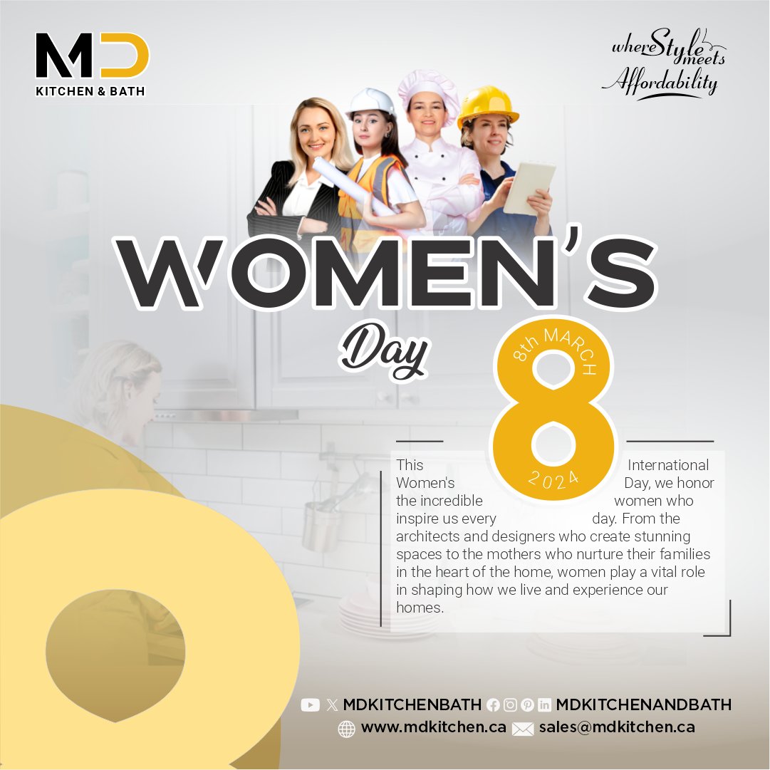 MDKitchenBath's tweet photo. This International Women's Day, we honor the incredible women who inspire us every day.

#InternationalWomensDay #WomenEmpowerment #MDKitchenAndBath #DreamKitchen #DreamBathroom https://t.co/2vwaUfLxqt