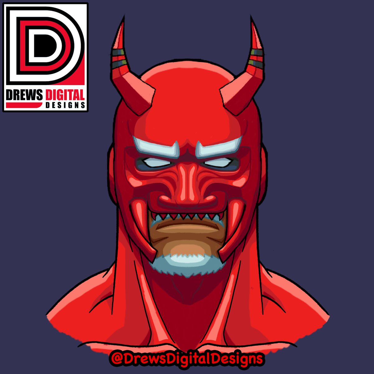 “The Red Oni”
A superhero I created. Concept inspired by The Oni of Japanese Mythology... What y’all think? 🤔
#hero #superhero #red #oni #art #digitalart #graphicdesign #design #characterdesign #martialartist #fighter #secretidentity #mask #japanese  #DrewsdigitalDesigns