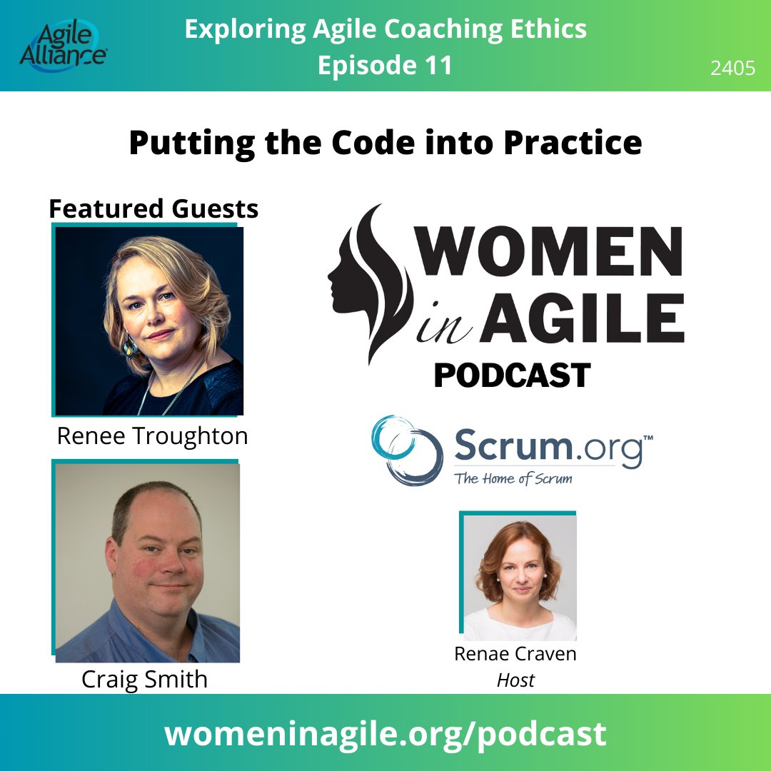 Code of Ethics Coaching Series Finale: Putting the Code into Practice with Renee Troughton and Craig Smith.
ow.ly/yNwz50QKyMY

In this episode we wrap up the Code of Ethical Conduct for Agile Coaching series.
Find it on your favorite podcast platform!