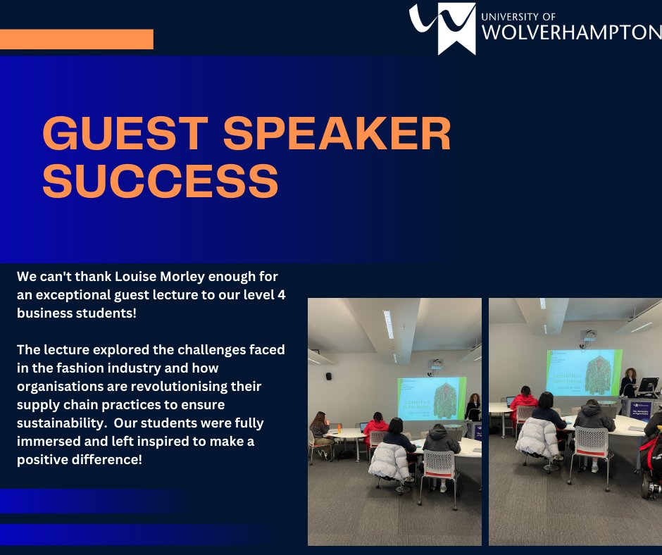 Revolutionising Fashion: A Guest Lecture that Inspired Our Students to Make a Positive Difference!👏 We can't thank Louise Morley enough for an exceptional guest lecture to our level 4 business students!  #wlvbusiness