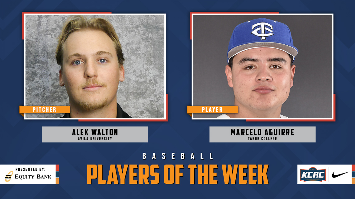 Alex Walton of <a href="/Avila_Athletics/">Avila Athletics</a> and Marcelo Aguirre of <a href="/GoTaborBluejays/">Tabor College Athletics</a> Earn KCAC Baseball Weekly Honors, presented by <a href="/EQUITYBANK/">Equity Bank</a>! #KCACbsb #LetsBuildEquity #LetsBuildLeaders

kcacsports.com/news/2024/3/5/…

<a href="/NAIA/">NAIA</a> <a href="/NAIABall/">NAIA Ball</a>