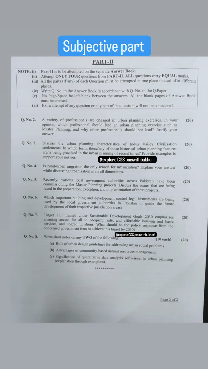 CssWith63820's tweet image. Town Planning &amp;amp; Urban Management CSS2024 paper
.
.
.
#CssWith63820 #css #pastpaper #Students #exam