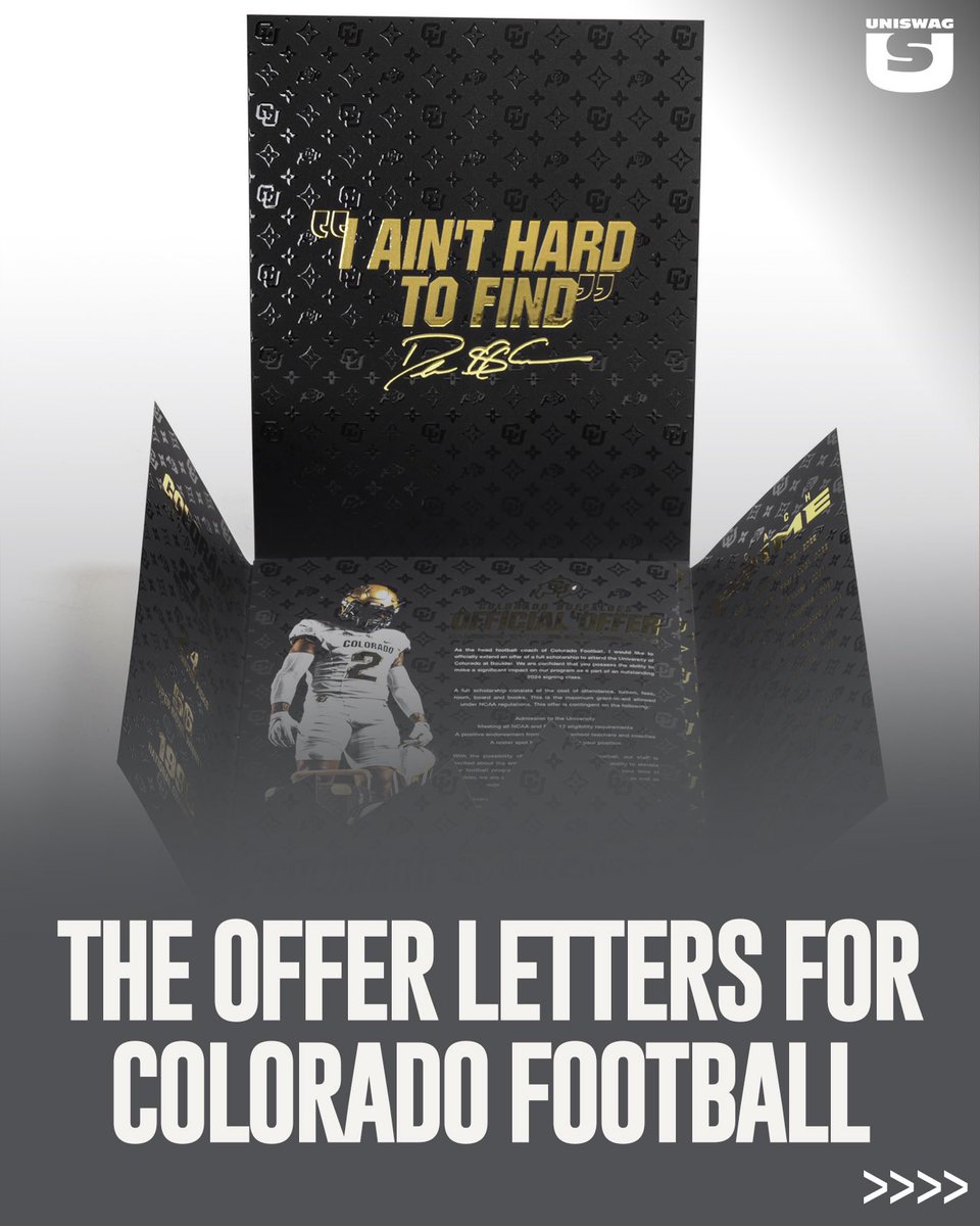 UNISWAG's tweet photo. Check the offer letter from @CUBuffsFootball 

#uniswag https://t.co/pslr8pRWar