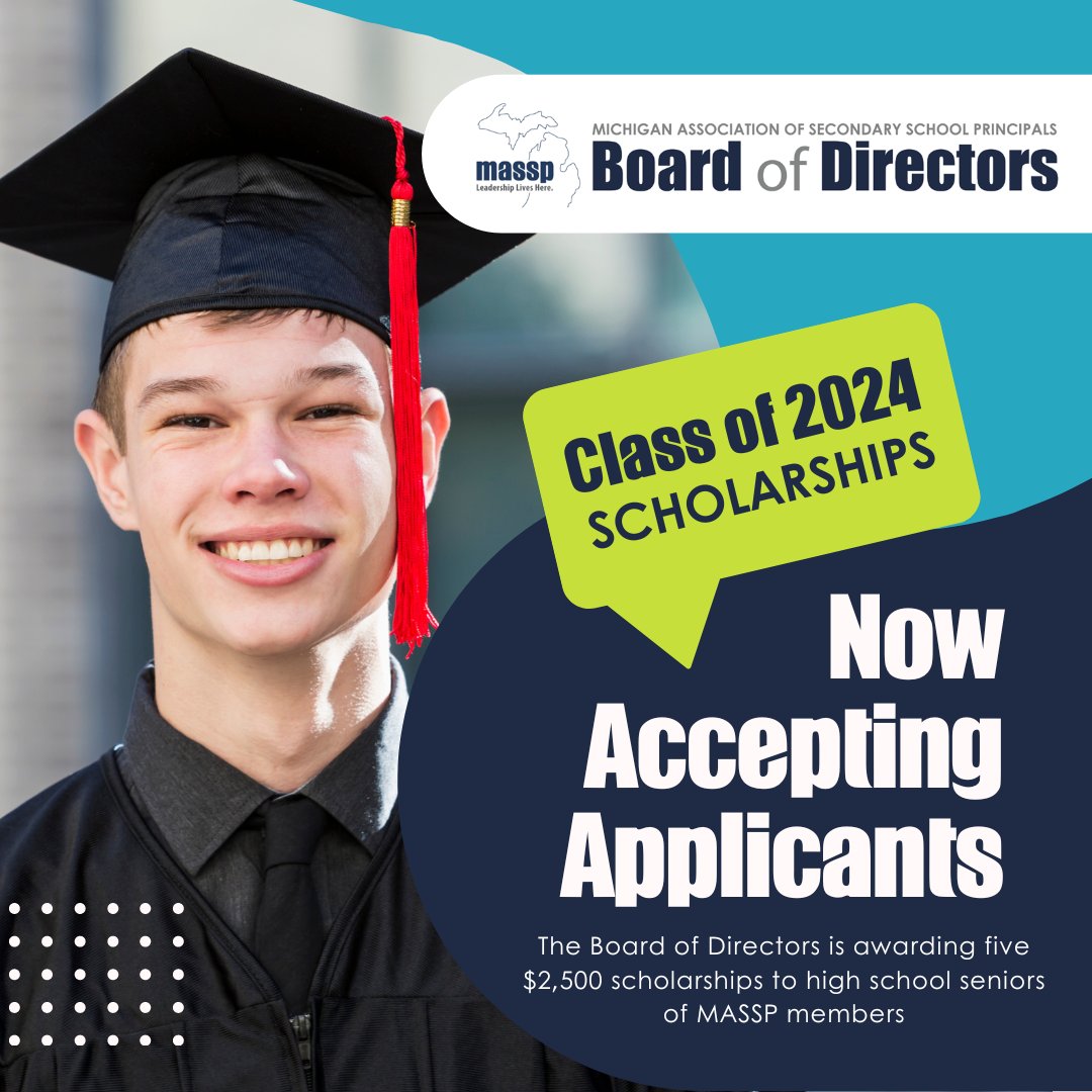 🎓 Attention parents of 2024 graduating seniors! If you're a member of MASSP (professional level or higher), your senior should apply for our scholarship! Don't miss out on this fantastic opportunity to earn some extra college $$$

Deadline: March 11! 🎓 massp.com/news/five-scho…