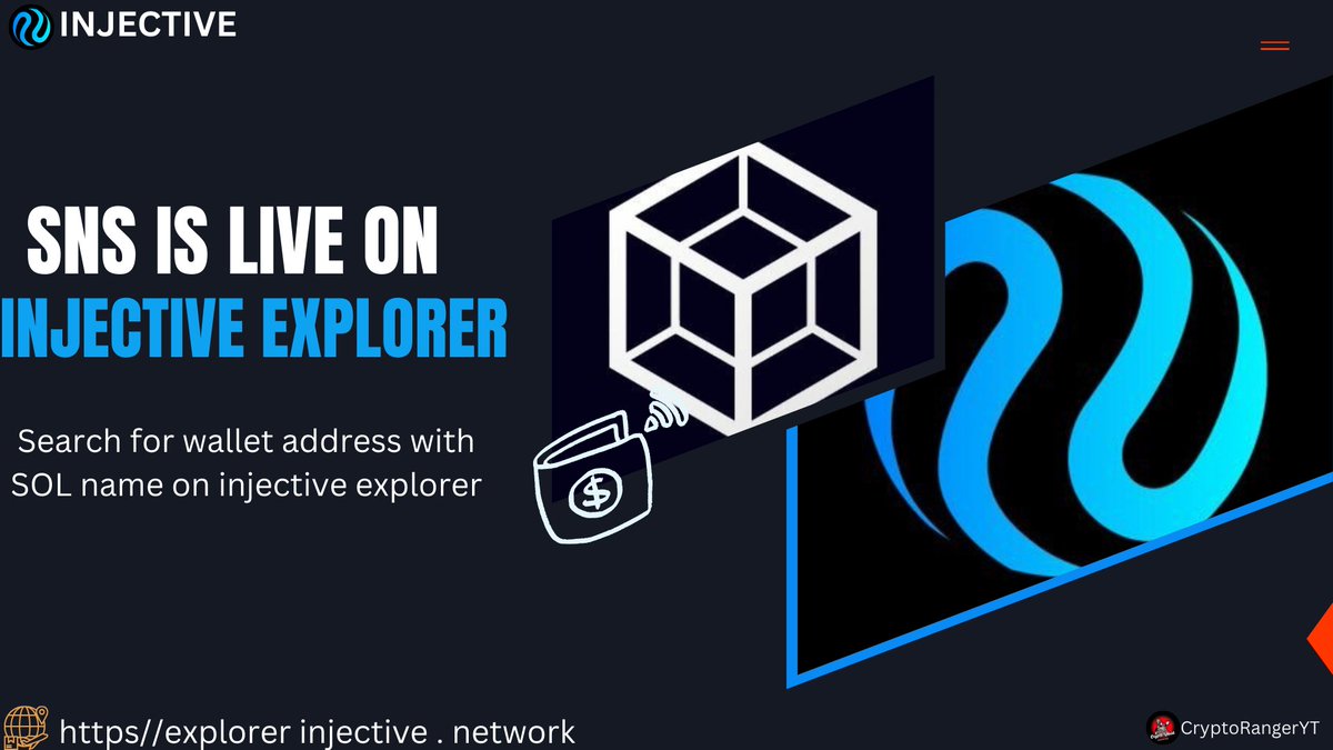 CryptoWorlnd's tweet photo. π Exciting news for @Injective users! π
Injective Explorer now supports @Bonfida's Solana Name Service (.sol) names. Say goodbye to long wallet addresses and seamlessly navigate transactions with the new omnichain .sol domain.
#InjectiveIntegration #SolanaNameService https://t.co/82XGyc4ZTQ