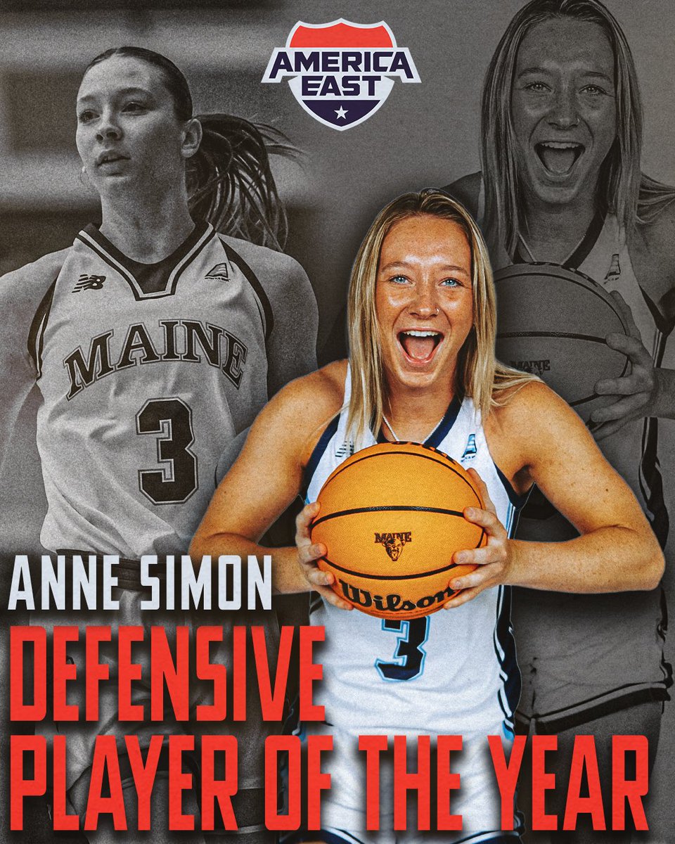 AmericaEast's tweet photo. 𝟐𝟎𝟐𝟒 𝐖𝐨𝐦𝐞𝐧'𝐬 #AEHoops 𝐏𝐥𝐚𝐲𝐞𝐫 &amp; 𝐃𝐞𝐟𝐞𝐧𝐬𝐢𝐯𝐞 𝐏𝐥𝐚𝐲𝐞𝐫 𝐨𝐟 𝐭𝐡𝐞 𝐘𝐞𝐚𝐫

Anne Simon - @BlackBearsWBB

Simon led the league in scoring (18.9), was 3rd in rebounding (7.3) and 4th in assists (3.3)!

📰 https://t.co/6l00HvpVFo https://t.co/K92ALsmDiN